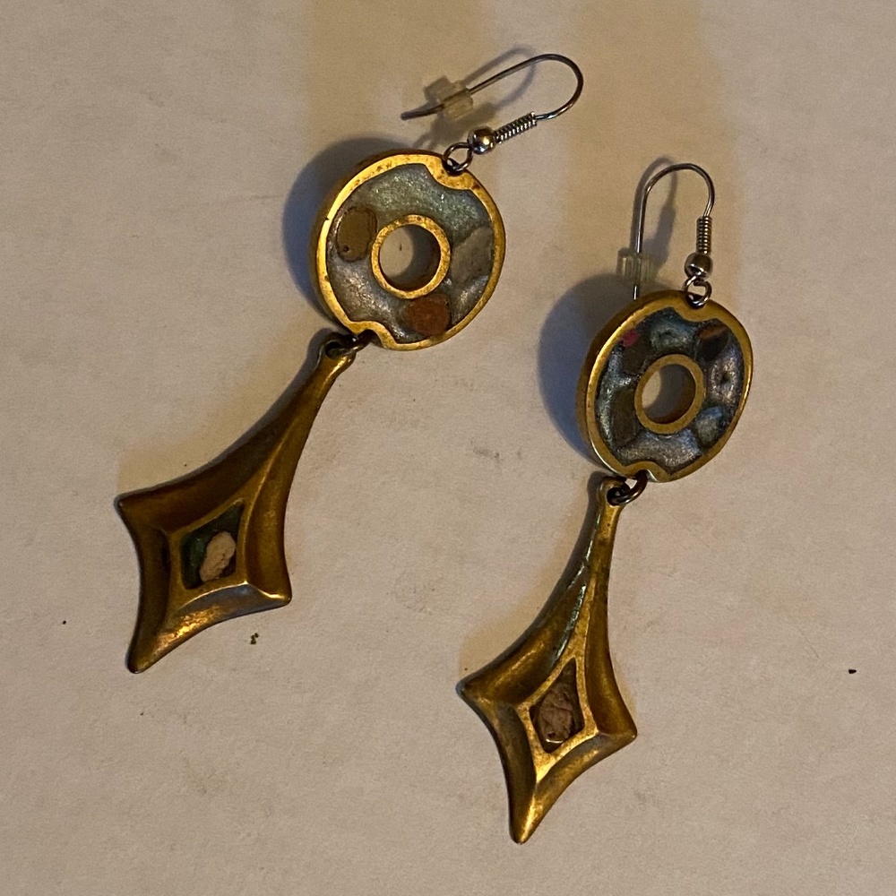 Unique Inlaid Stone Earrings